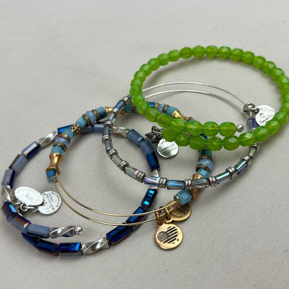 Alex and Ani Bracelet Lot - Vintage Sixty Six and Beaded Wrap Blue Green Energy - Picture 11 of 12